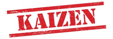 Kırmızı grungy vintage kauçuk damga üzerine KAIZEN metin.