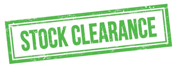 STOCK CLEARANCE text on green grungy vintage rectangle stamp.