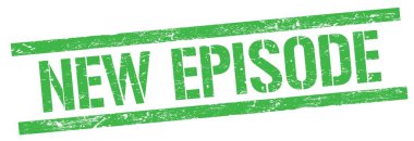 Yeşil grungy dikdörtgen damga işareti üzerine YENİ EPISODE metin.