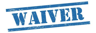 WAIVER metin üzerinde mavi grungy vintage kauçuk damga.
