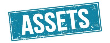 Mavi grungy dikdörtgen damga işareti üzerinde ASSETS metin.