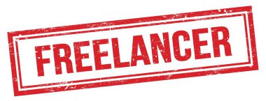 Kırmızı grungy vintage dikdörtgen damgalı FREELANCER metni.