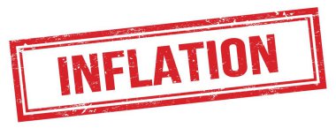 Kırmızı grungy vintage dikdörtgen damgalı INFLATION metin.