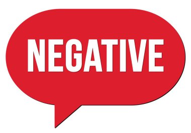 Kırmızı bir konuşma kabarcığı damgası ile yazılmış olumsuz metin