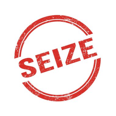 Kırmızı grungy vintage yuvarlak damgalı SEIZE metni.
