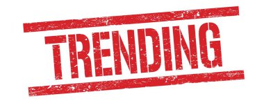 Kırmızı grungy dikdörtgen damga işareti üzerinde TRENDING metin.