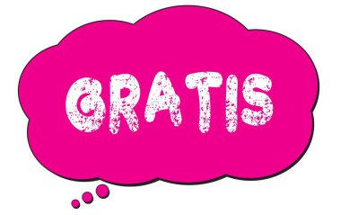 Pembe düşünce bulutu üzerine yazılmış GRATIS metni.