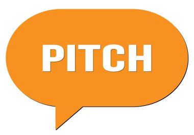 Turuncu bir konuşma kabarcığı damgasıyla yazılmış PITCH metni
