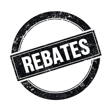 Siyah grungy yuvarlak vintage damga üzerinde REBATES metin.