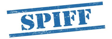 SPIFF mavi grungy vintage kauçuk damga üzerine metin.