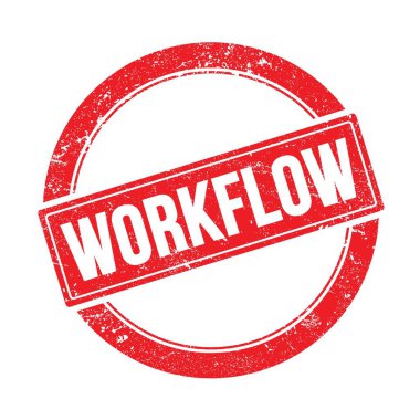 Kırmızı grungy yuvarlak vintage damga üzerinde WorKFLOW metin.