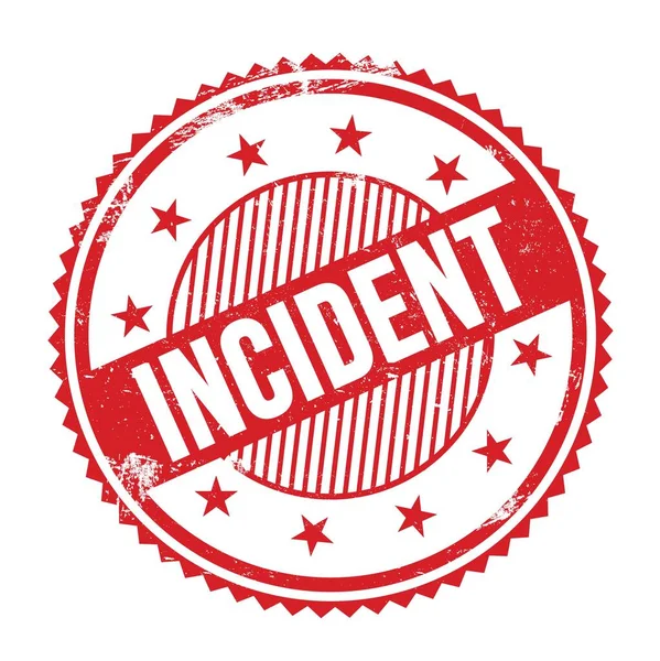 Kırmızı grungy zig zag kenarlarında yazılmış olay metni yuvarlak pul.