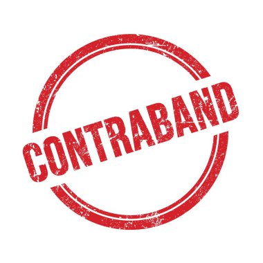 Kırmızı grungy vintage yuvarlak pulla yazılmış CONTRABAND metni.