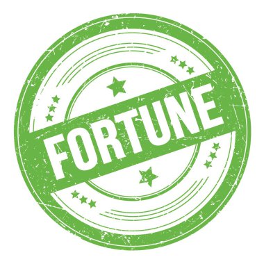 Yeşil yuvarlak grungy doku damgası üzerine FortTUNE metni.
