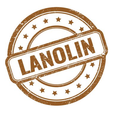 Kahverengi grungy vintage lastik damgalı LANOLIN metni.