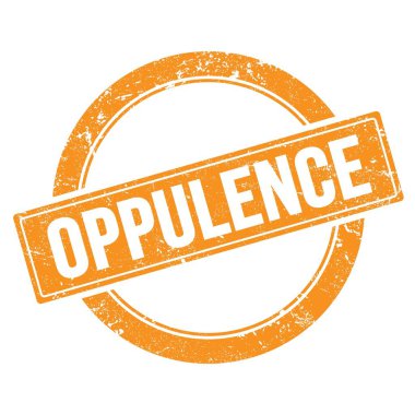 OPPULENCE 'in turuncu grungy yuvarlak vintage pullu metni.