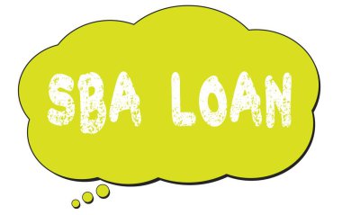 Açık yeşil düşünce bulutu üzerine yazılmış SBA kredi metni.