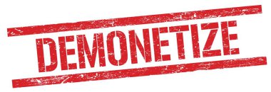 Kırmızı grungy dikdörtgen damga işareti üzerinde DEMONETIZE metin.