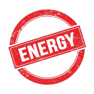Kırmızı grungy yuvarlak vintage damga üzerinde ENERGY metin.