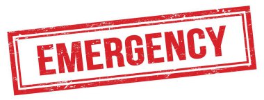 Kırmızı grungy vintage dikdörtgen damgalı EMERGENCY metin.