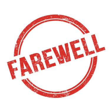 Kırmızı grungy vintage yuvarlak damga üzerine yazılmış veda metni.