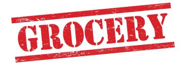 Kırmızı grungy vintage kauçuk damga üzerinde GROCERY metin.
