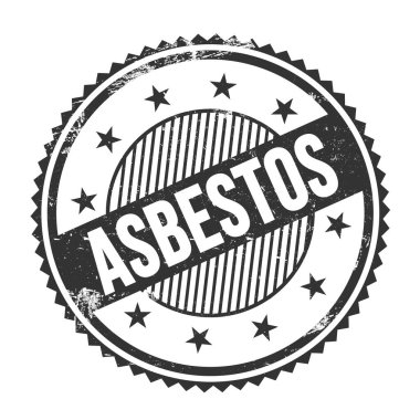 ASBESTOS metin siyah grungy zig zag kenarları yuvarlak pul üzerine yazılmış.