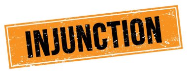 Siyah turuncu grungy dikdörtgen damga işareti üzerine INJUNCTION metin.