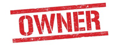 Kırmızı grungy dikdörtgen damgalı OWNER metni.