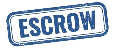 Mavi grungy vintage dikdörtgen damgalı ESCROW metni.