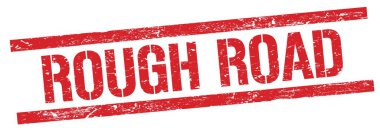 Kırmızı grungy dikdörtgen damga işareti üzerinde kaba yol metni.