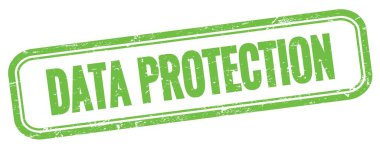 Yeşil grungy vintage dikdörtgen damgalı DATA PROTECTION metni.
