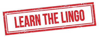 Kırmızı grungy vintage dikdörtgen damgalı LINGO metnini öğren.