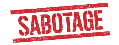 Kırmızı grungy dikdörtgen damga işareti üzerine SABOTAGE metin.