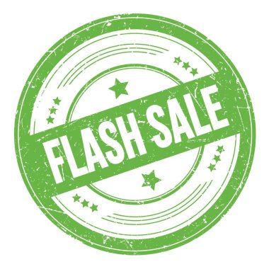 Yeşil yuvarlak grungy desen damgalı FLASH satış metni.