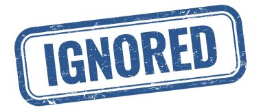 Mavi grungy vintage dikdörtgen damgalı IGNORED metin.