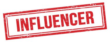 Kırmızı grungy vintage dikdörtgen damgalı INFUENCER metin.