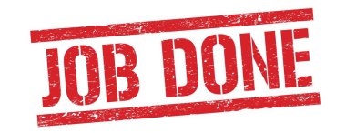 Kırmızı grungy dikdörtgen damga işareti üzerinde iş bitirme metni.