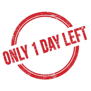 Sadece 1 GÜN LEFT metin kırmızı grungy vintage yuvarlak pul üzerine yazılmış.