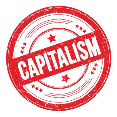 Kırmızı yuvarlak grungy doku damgası üzerine CAPITALISM metin.