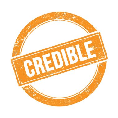 Turuncu grungy yuvarlak vintage pullu CREDIBLE metin.