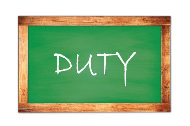 Yeşil ahşap çerçeve okul tahtasına yazılmış görev metni.