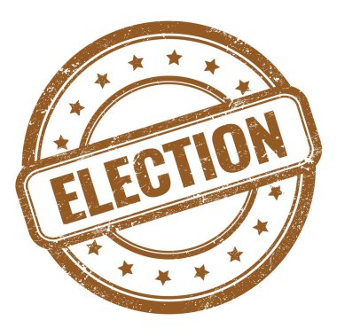 Kahverengi grungy vintage yuvarlak kauçuk damga üzerine ELEKSYON metin.