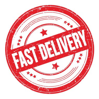 Kırmızı yuvarlak çirkin desen damgalı Hızlı DELIVERY metin.