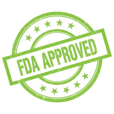 FDA onaylı yeşil yuvarlak vintage kauçuk damga üzerine yazılmış metin.