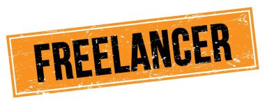 Siyah turuncu grungy dikdörtgen mühür işareti üzerine FREELANCER metni.
