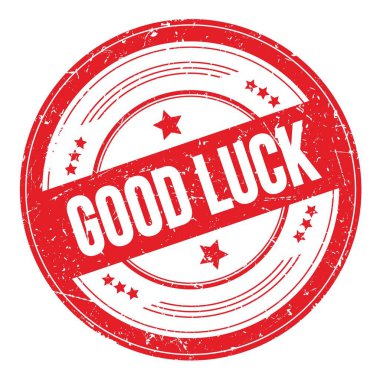 İyi şanslar metni kırmızı yuvarlak dokuma damgası üzerine.