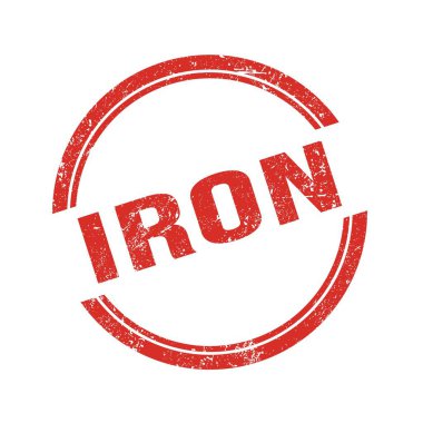 Kırmızı grungy vintage yuvarlak pulu üzerine yazılmış IRON metni.