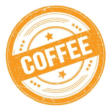 Turuncu yuvarlak grungy desen damgalı kahve metni.