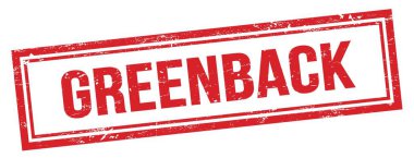 Kırmızı grungy vintage dikdörtgen damgalı GREENback metni.